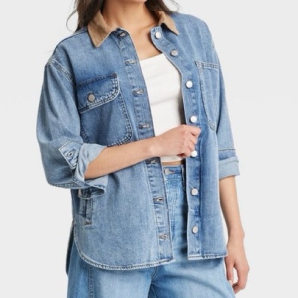 Universal Thread Denim Barn Jacket with Corduroy Collar
